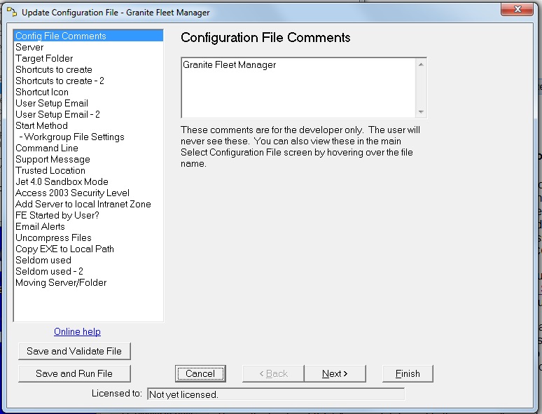 Settings - Config File Comments